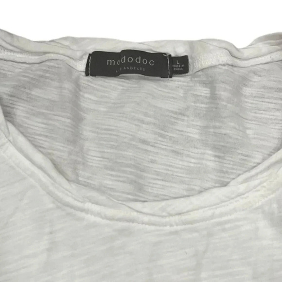 Mododoc White Long Sleeve Ruched Side Detail Tee L - Picture 3 of 3